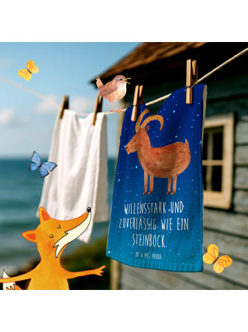 Mr. & Mrs. Panda Handtuch Sternzeichen Steinbock mit Spruch in Sternenhimmel Blau
