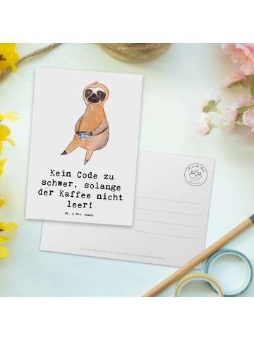 Mr. & Mrs. Panda Grußkarte Code und Kaffee mit Spruch in Weiß