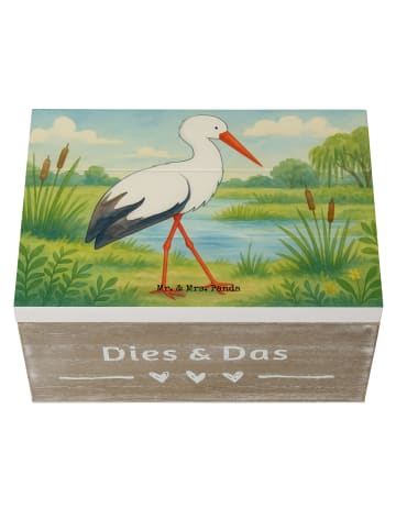 Mr. & Mrs. Panda Aufbewahrungsbox Storch Design ohne Spruch in Weiß