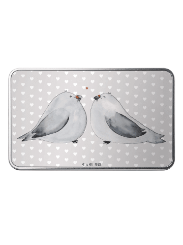Mr. & Mrs. Panda Aufbewahrungsbox Turteltauben Liebe ohne Spruch in Grau Pastell