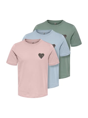 KIDS ONLY T- Shirt 'Papilon Life' 3er Pack in blau