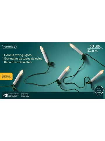 LUMINEO Kerzen-Lichterkette 30 LED 11,6 m in klassisch warm