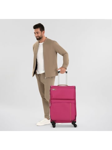 D&N Travel Line 6764 4 Rollen Trolley 65 cm mit Dehnfalte pink