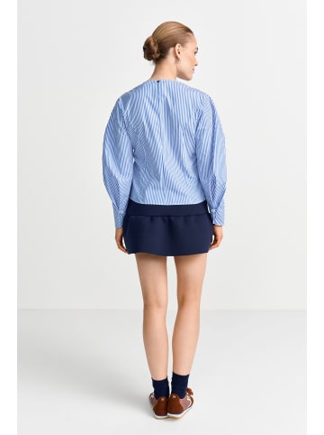 Rich & Royal Cotton Stripe Blouse in Skyway Blue