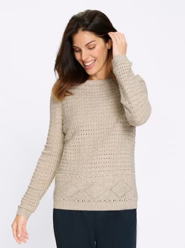 Sieh an! Ajour-Pullover in sand-ecru-meliert