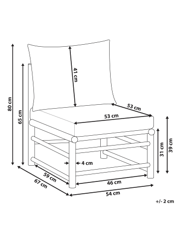 Beliani Sessel CERRETO in Braun/Beige/Grau - (W) 55 x (H) 80 x (L) 67 cm