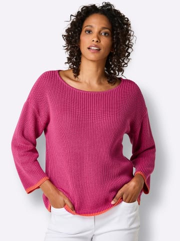 creation L Lyocell-Baumwoll-Pullover in fuchsia