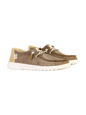 Hey Dude Wendy Metallic Sparkle Mokassin mit Schnürsenkeln Gold