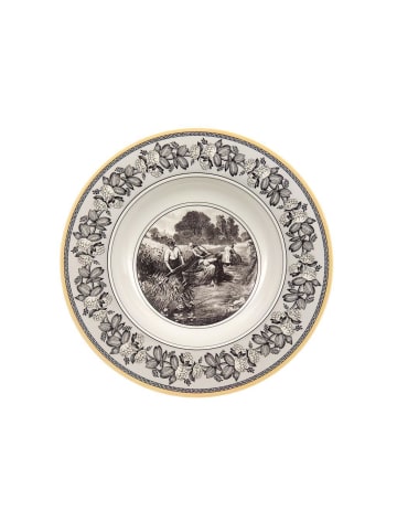 Villeroy & Boch 6er Set Suppenteller Audun Ferme ø 24,2 cm weiß-grau-gelb in weiß-grau-gelb