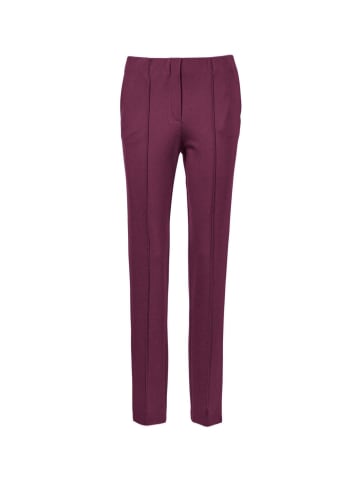 GOLDNER Moderne Hose LOUISA mit streckenden Biesen in aubergine