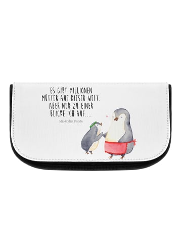 Mr. & Mrs. Panda Kosmetiktasche Pinguin mit Kind mit Spruch in Weiß