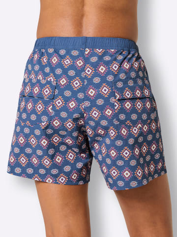 WITT WEIDEN Badeshorts in jeansblau-orange-bedruckt