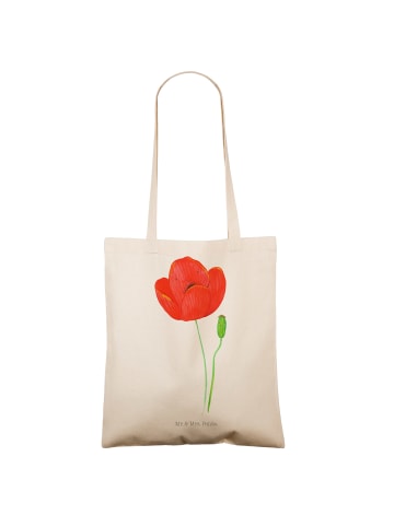 Mr. & Mrs. Panda Tote Bag Blume Mohnblume ohne Spruch in Creme