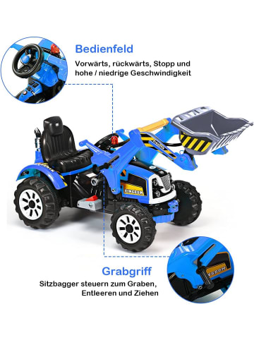 COSTWAY 12V Elektro Sitzbagger in Blau