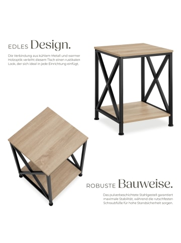 tectake Ablagetisch, 40,5 x 40,5 x 52,5 cm, ausgestattet mit 2 Ablagen