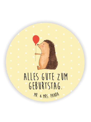 Mr. & Mrs. Panda Rund Magnet Igel Luftballon mit Spruch in Gelb Pastell