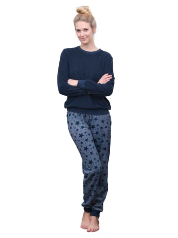 NORMANN Frottee Pyjama Schlafanzug Bündchen Sterne - 48772 in marine