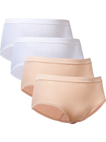 Con-ta Baumwolle, Feinripp Taillenslip 4er-Pack in weiß/haut