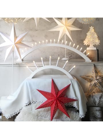 STAR Trading Papierstern Leuchtstern Faltstern 7-zackig hängend 54cm mit Kabel rot