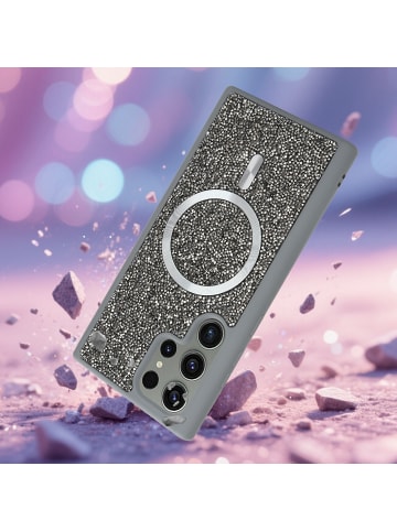 cadorabo Hülle für Samsung Galaxy S23 ULTRA Glitzer Schutzhülle in Grau