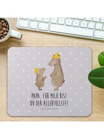 Mr. & Mrs. Panda Mauspad Bären mit Hut mit Spruch in Grau Pastell