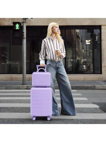 ABRIHOME Kofferset Hartschale mit Kosmetiktasche in lila
