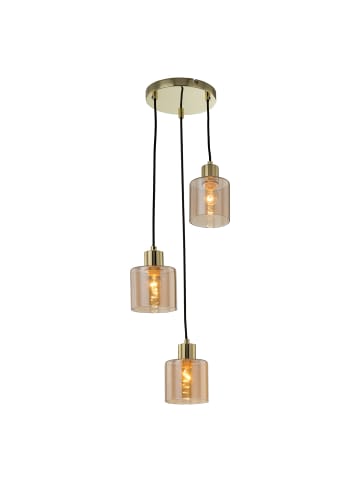 home24 home24 3-flammige Pendelleuchte aus Metall und Glas im modernen Stil in Gold