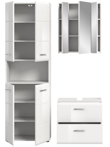 ebuy24 Badmöbelset Ice (3-teilig) Weiß 135 x 32 cm