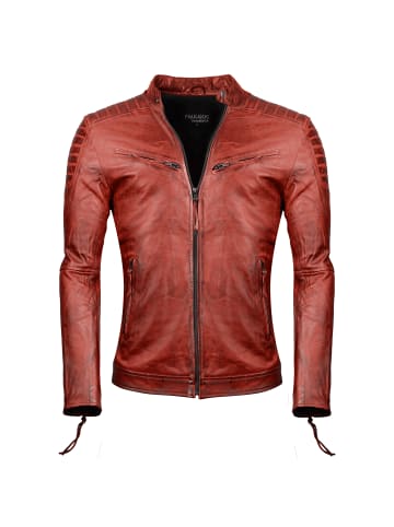 PAULGOS Lederjacke Übergangsjacke Biker Look Echtleder D2 in Rot