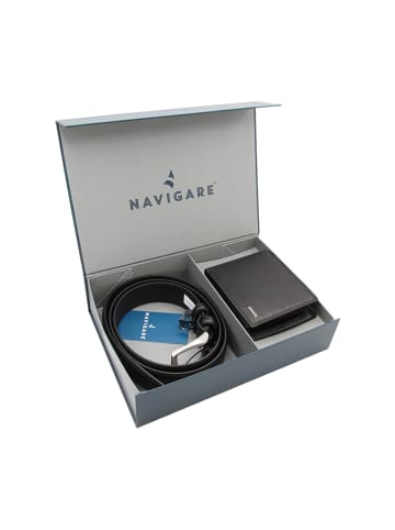 Navigare Geldbörsen- und Gürtel-Set in NERO