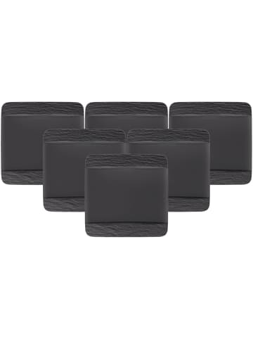 Villeroy & Boch 6er Set Speiseteller quadratisch Manufacture Rock 28 x 28 cm schwarz in schwarz