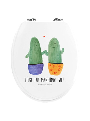 Mr. & Mrs. Panda Motiv WC Sitz Kaktus Liebe mit Spruch in Weiß