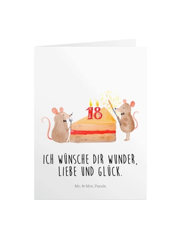 Mr. & Mrs. Panda Geburtstagskarte 18. Geburtstag Mäuse Kuchen mi... in Weiß