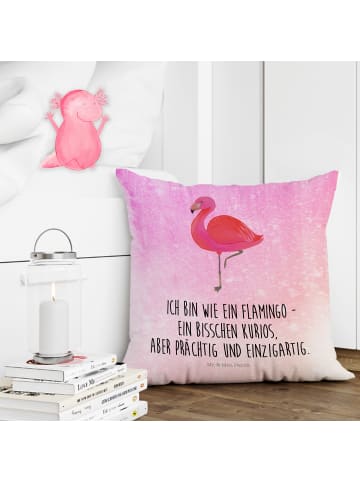 Mr. & Mrs. Panda Kopfkissen Flamingo Classic mit Spruch in Aquarell Pink