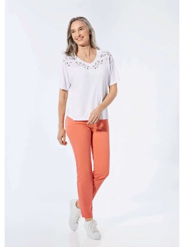 GOLDNER Shirt Top mit V-Ausschnitt in weiß