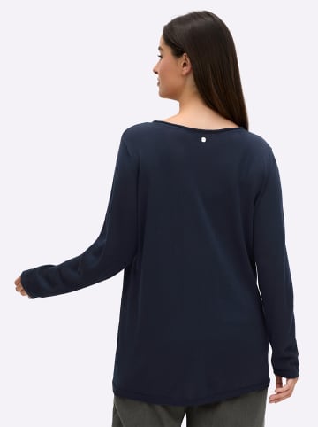 sheego Rundhalspullover in tiefblau