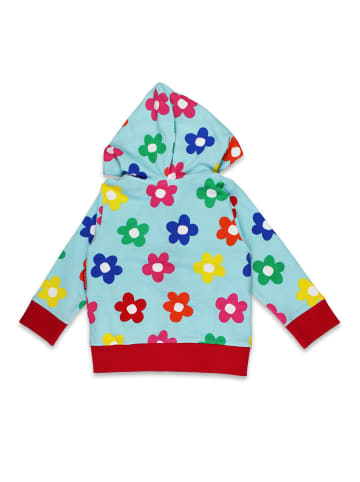 Toby Tiger Sweatjacke mit Regenbogenblumen Print in blau
