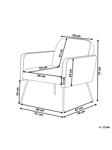 Beliani Sessel NARKEN in Grün/Schwarz - (W) 72 x (H) 77 x (L) 76 cm