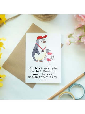 Mr. & Mrs. Panda Klappkarte Bademeister Herz mit Spruch in Weiß