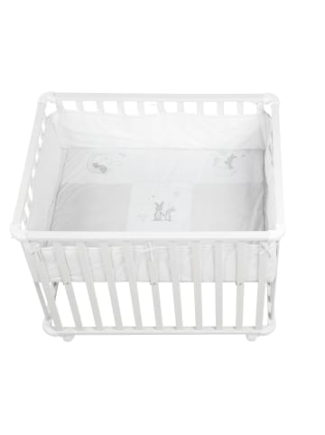 roba Laufgitter Fox & Bunny Holz weiß inkl. Schutzeinlage & Rollen