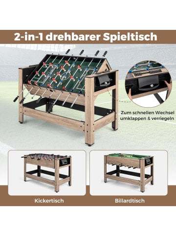 COSTWAY Muti Spieltisch Tischkicker drehbar in Hellbraun