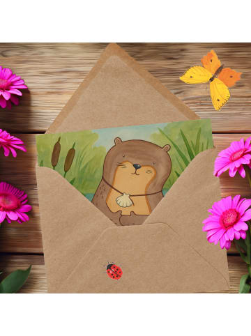 Mr. & Mrs. Panda Grußkarte Otter Muschel Design ohne Spruch in Weiß