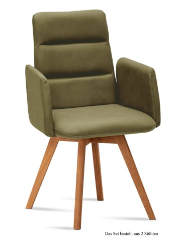 58 aufm Kessel ARMLEHNSTUHL (2er-Set) Dobka 52x92x60 Eiche geölt/Olivgrün
