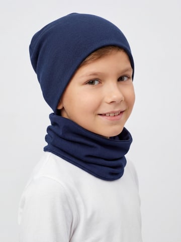 TupTam Unisex Kinder Beanie Mütze Schlauchschal Set in dunkelblau