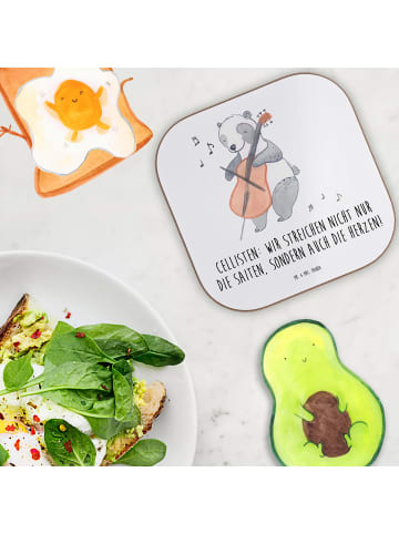 Mr. & Mrs. Panda Glasuntersetzer Zeichenllo Herz mit Spruch in Weiß