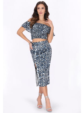 faina Women Top in blue multicolor leo