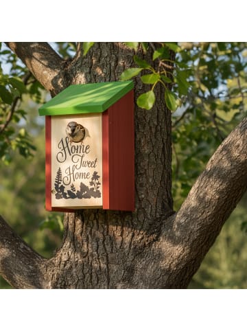 relaxdays Nistkasten in Rot/ Grün - (B)12x (H)22 x (T)15 cm