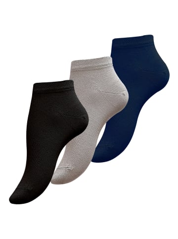 Vincent Creation® Damen "Bambus" Sneaker Socken 6 Paar in schwarz/grau/marineblau