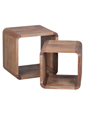 KADIMA DESIGN 2er Set Satztisch BOHA Massivholz Design Couchtisch 2 Tische,