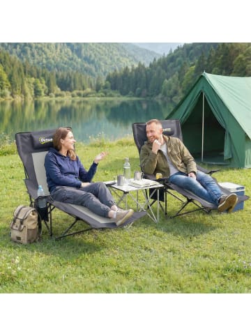 Outsunny Campingstuhl mit Fußablage,80cm x 125cm x 100cm,grau